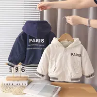 儿童加绒外套秋冬款2025新款男宝宝连帽加厚棒球服双层上衣洋气