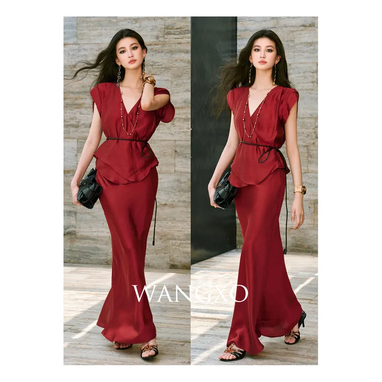 WANGXO 桑蚕丝慵懒感半裙套装259613W