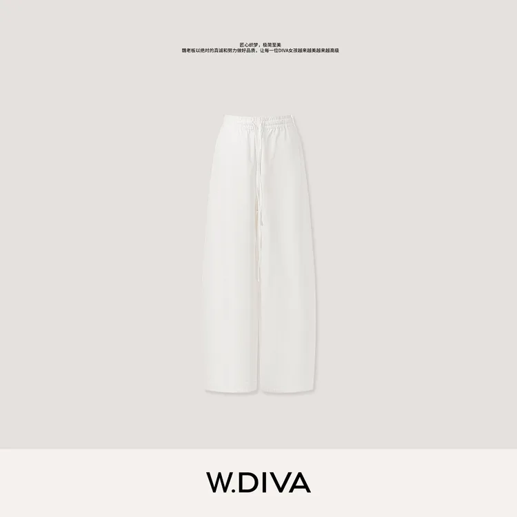 W.Diva【自由搭】棉抽绳松紧腰九分休闲牛仔裤慵懒风女52K112310