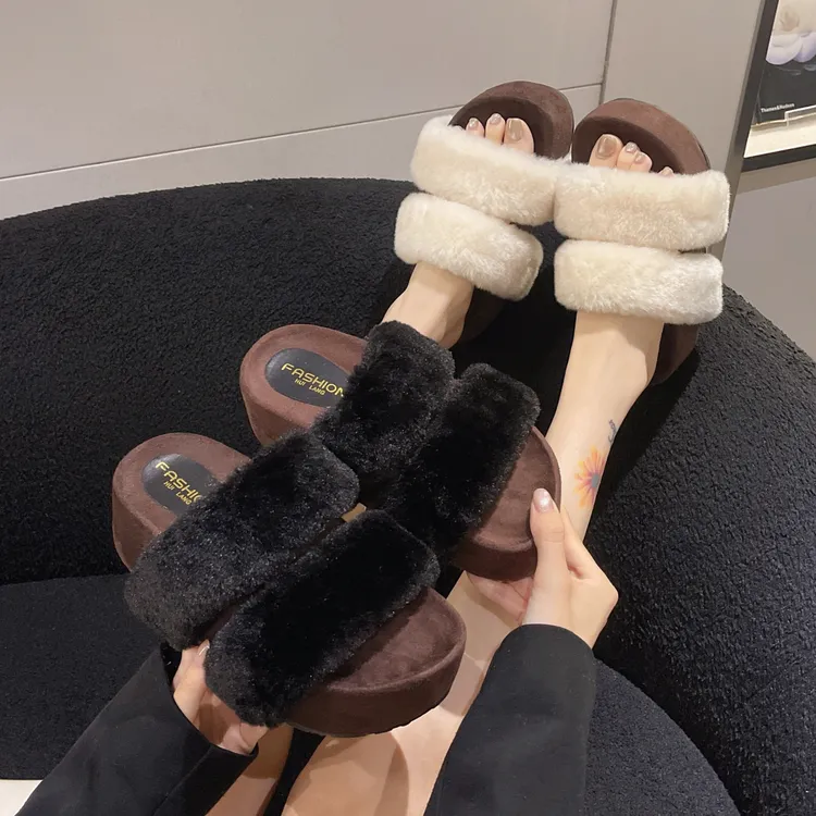 网红双杠增高7CM小个子时尚厚款2025女外穿居家防滑秋冬季一字拖