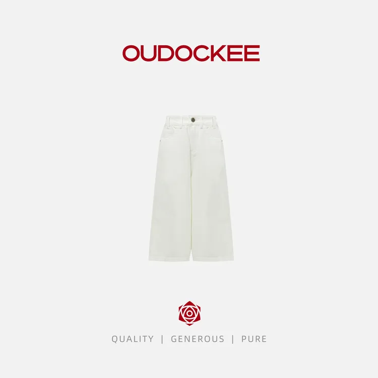 OUDOCKEE 鸥鸥【白色七分裤】百搭高腰宽松牛仔裤女 NBAAF2150T