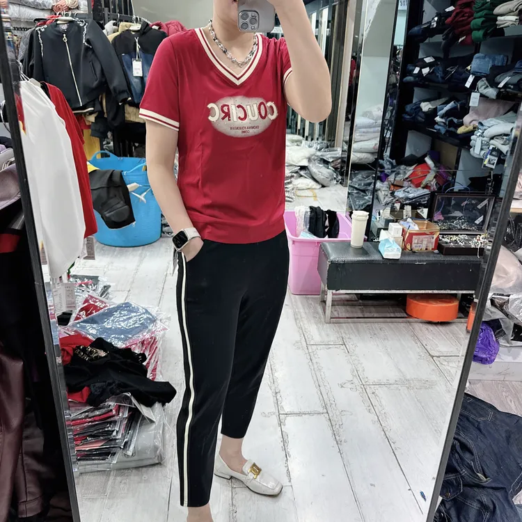 韩货优质大版8分裤修身2色套装6721品