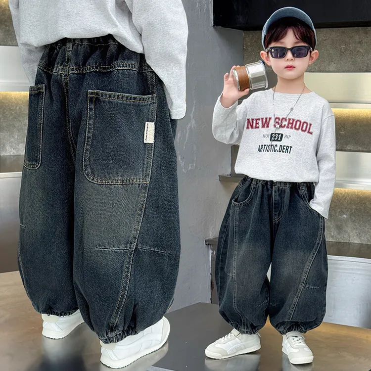 男童牛仔裤裤子春秋款2025新款儿童男孩秋款童裤春装宝宝运动长裤