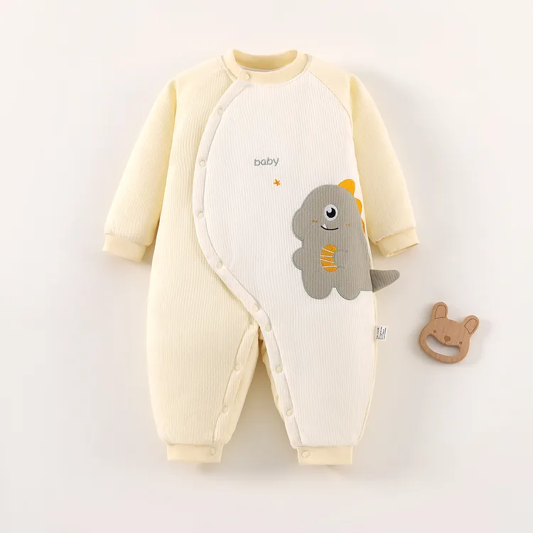 【150克】奶龙冬宝宝a类夹棉卡通连体衣防风加厚保暖爬服柔软家居服