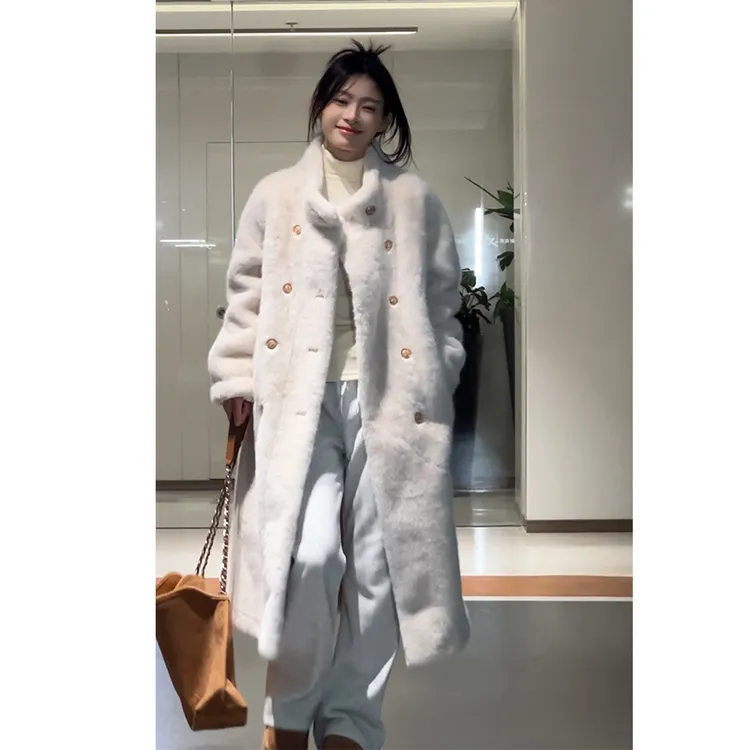 2025冬季新款加厚长款仿水貂毛绒外套女韩版保暖皮毛一体毛毛大衣