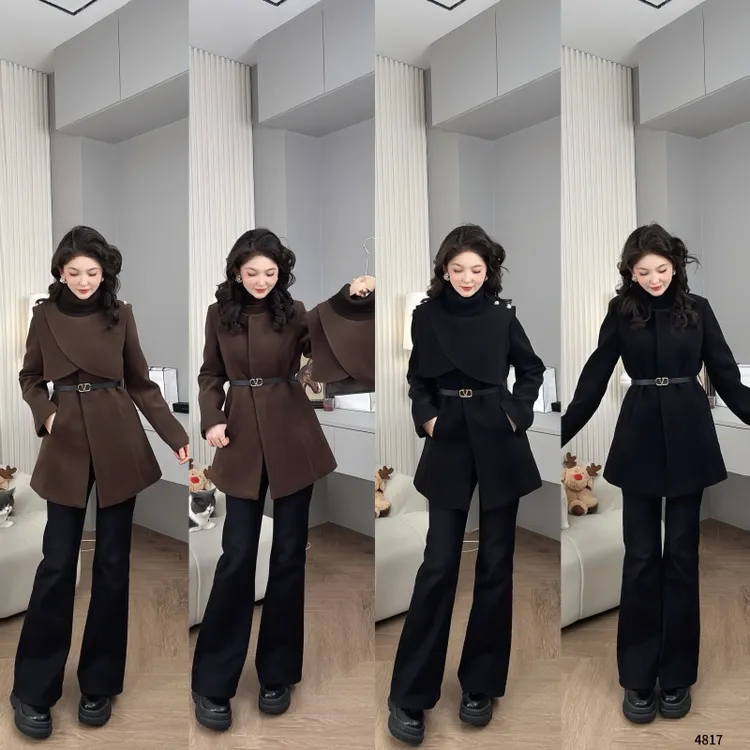 saeda品牌女装秋冬新款气质通勤显瘦保暖毛呢外套YF4817