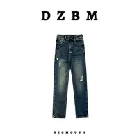【DZBM】2025早秋新款破洞九分裤设计烟管牛仔裤-K3925