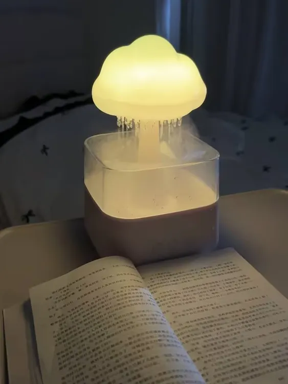 【00和猫】创意下雨蘑菇云朵小夜灯香薰雨滴加湿器雾化助眠送朋友