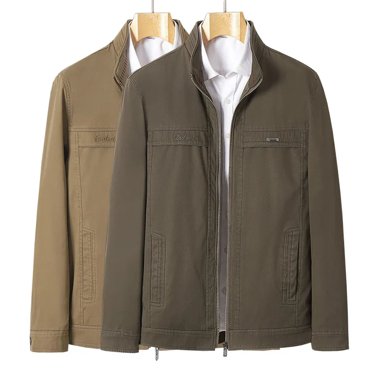 爸爸装外套2025新款春秋款中老年行政夹克衫休闲长袖立领中年上衣