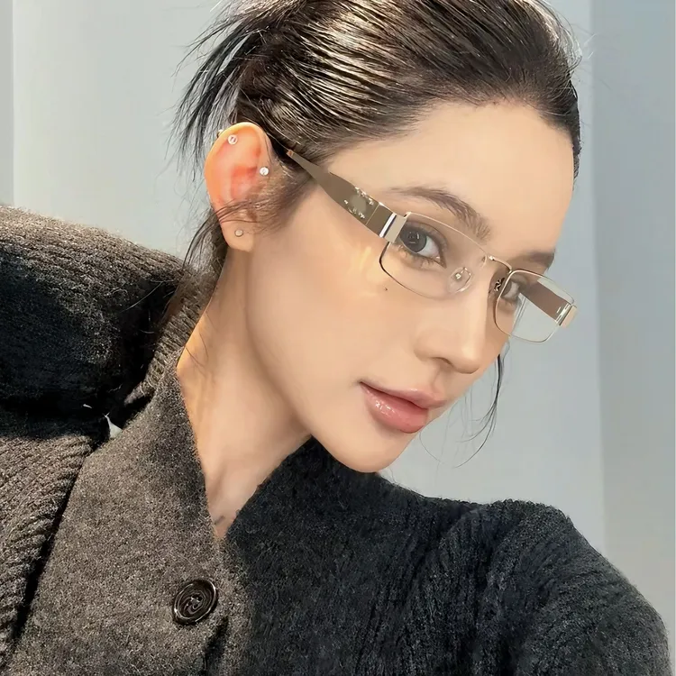 2025新款金属银色复古方框斯文金丝长方形男女银框可配近视眼镜潮