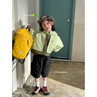 豆几妈 7/8儿童男连帽假两件印花杜邦三防外套女童山系户外风外套