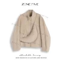 【zonefive】高品质-2513包包韩系双面秋冬短款宽松毛呢外套