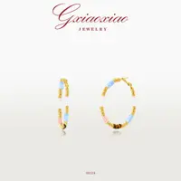 G XIAOXIAO 镀K金 高级感气质时尚百搭彩色百搭耳环 IH224