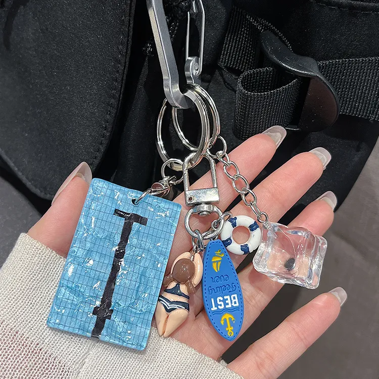 夏日游泳风冲浪板女孩男孩包挂件冰块泳池钥匙扣情侣挂件diy定制