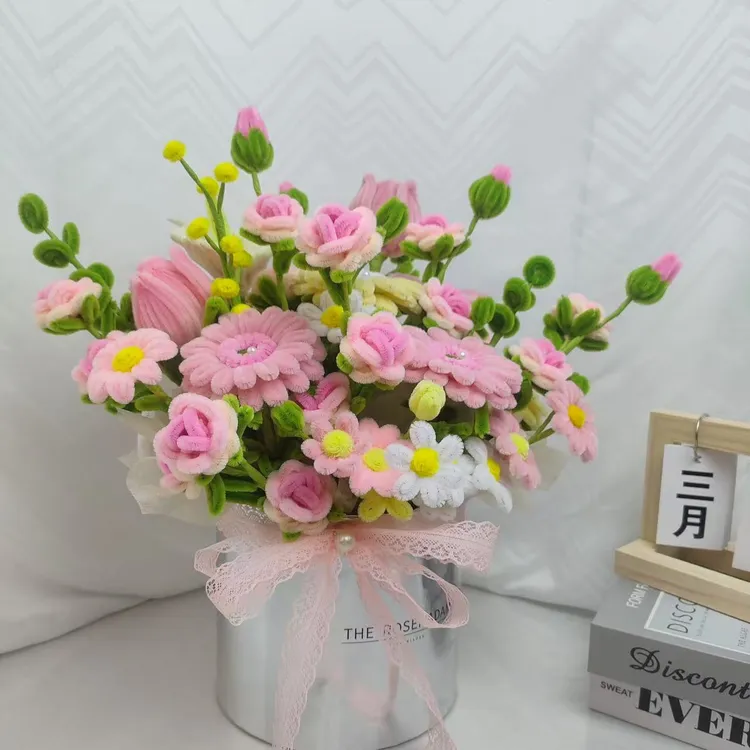 扭扭棒春节日年宵花DIY新年花束摆件礼物手工材料包喜庆福桶装饰