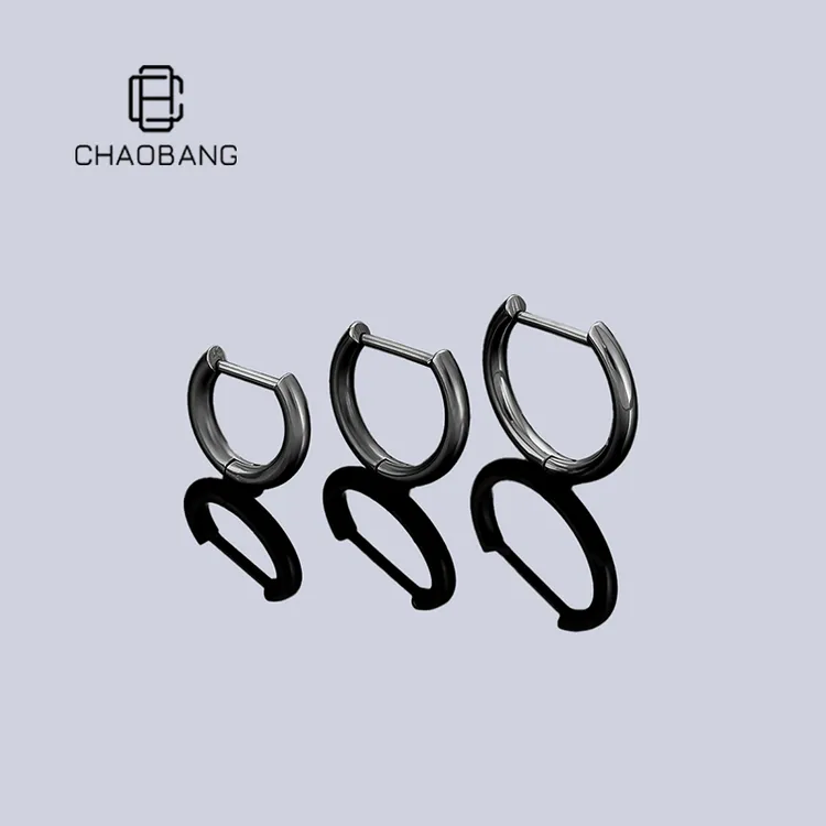 chaobang/潮邦 钛合金耳饰 经典素圈直针耳环F136植入钛合金耳饰