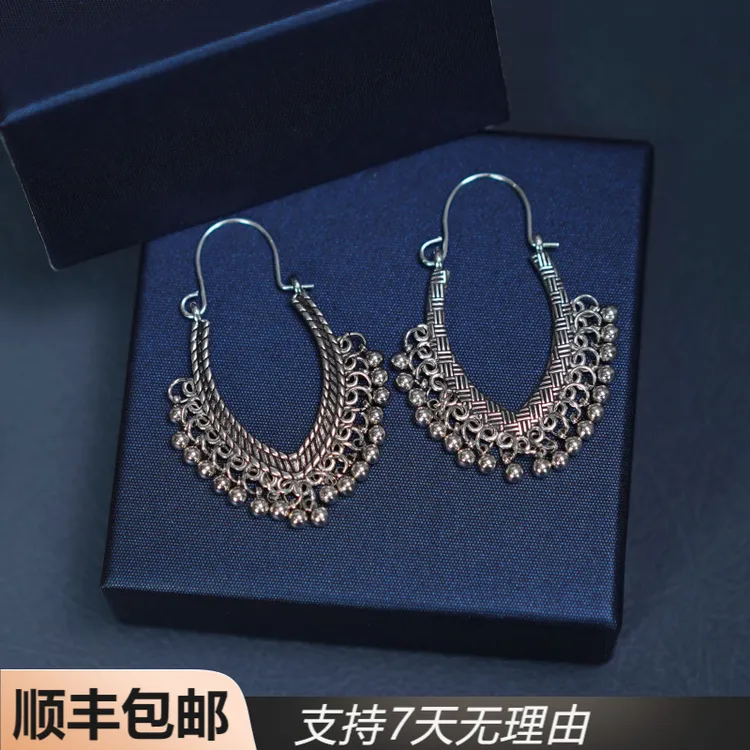 A43【正品】新款百搭气质复古个性流苏国风手工古典银耳钩耳饰