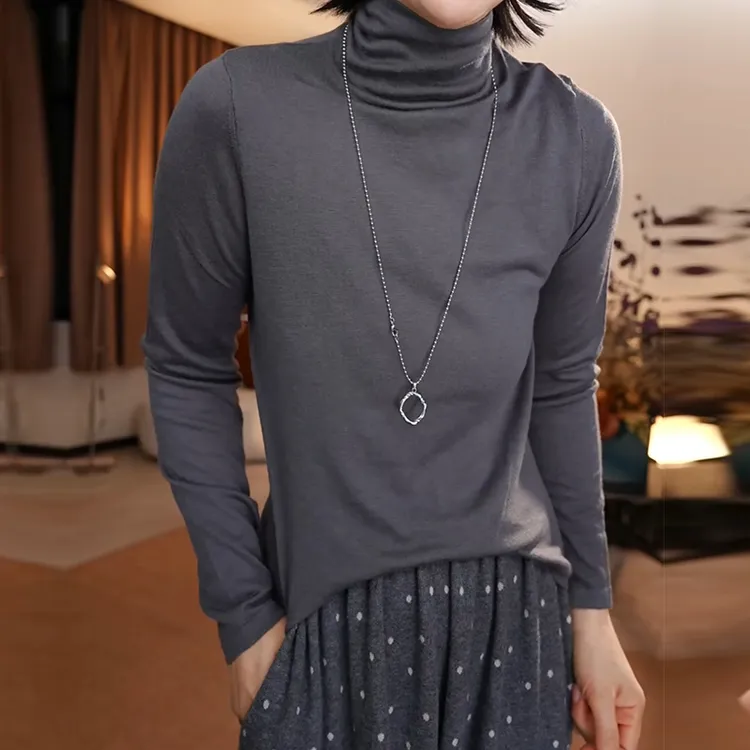 果果雅致直播间同款【堆堆领】2025新款秋冬纯色针织内搭打底衫女