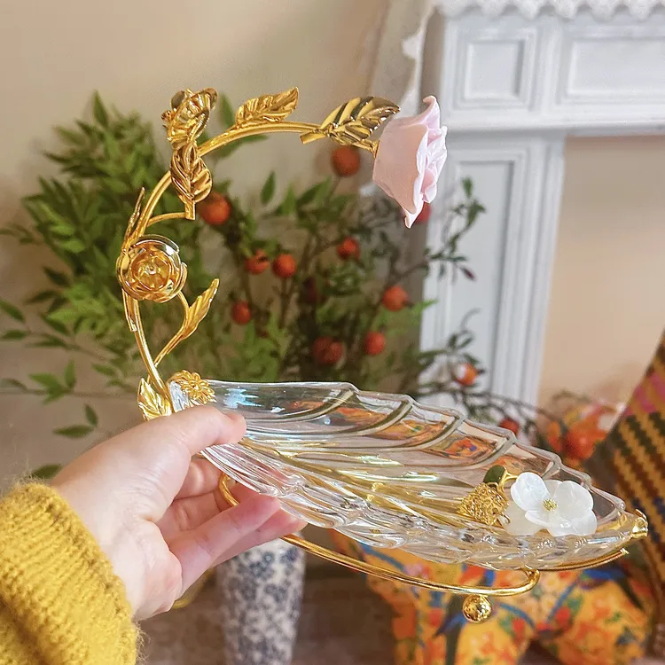 创意水晶玻璃多功能置物盘可放零食珠宝