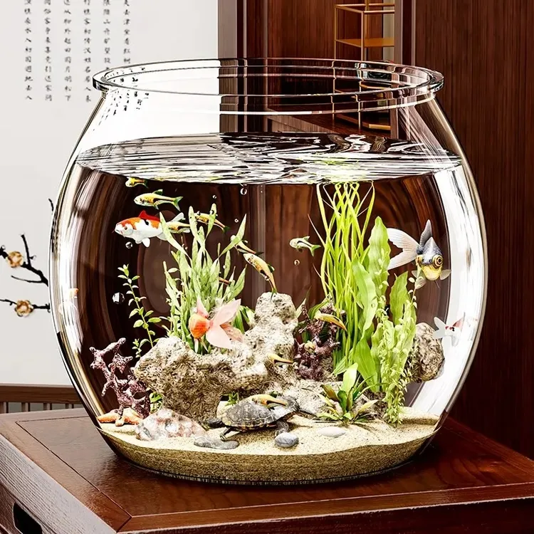 俏洁家用塑料鱼缸防摔鱼缸大容量收纳超透明加厚无铅造景水族鱼缸
