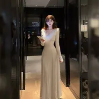 小洋家【落花梦瀑】秋冬新款收腰显瘦修身高级包臀花边设计连衣裙N