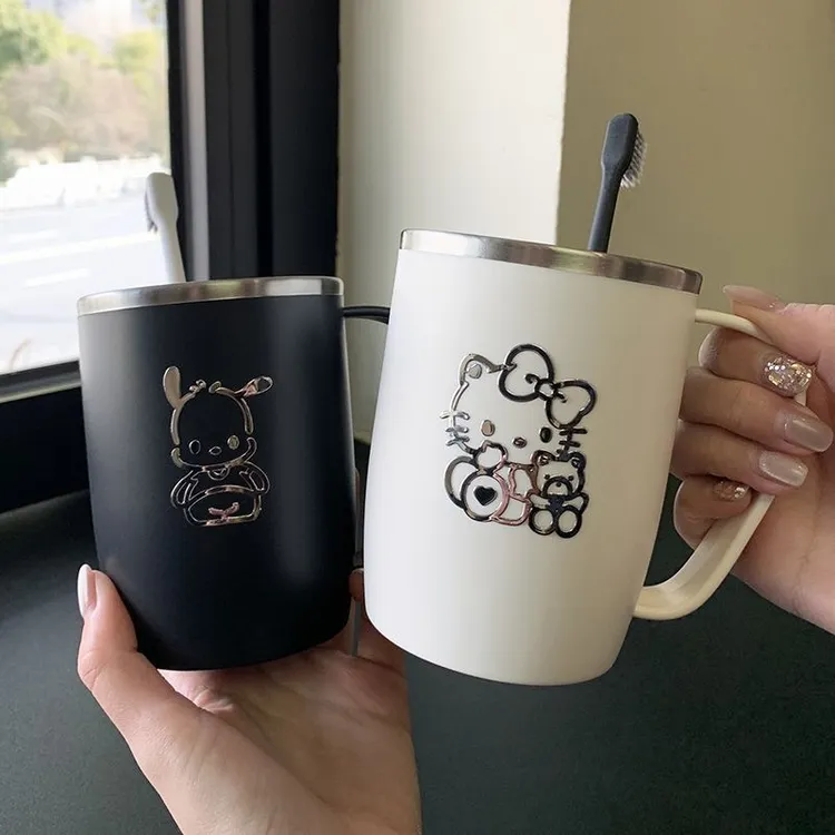 【福利】口杯304不锈钢日式口杯防霉刷牙水杯子带手柄一家三口简约