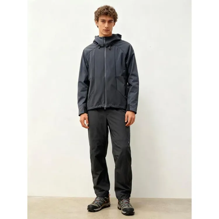 防水透气秋冬男士户外保暖加绒连帽冲锋衣外套02软壳衣(04打孔)