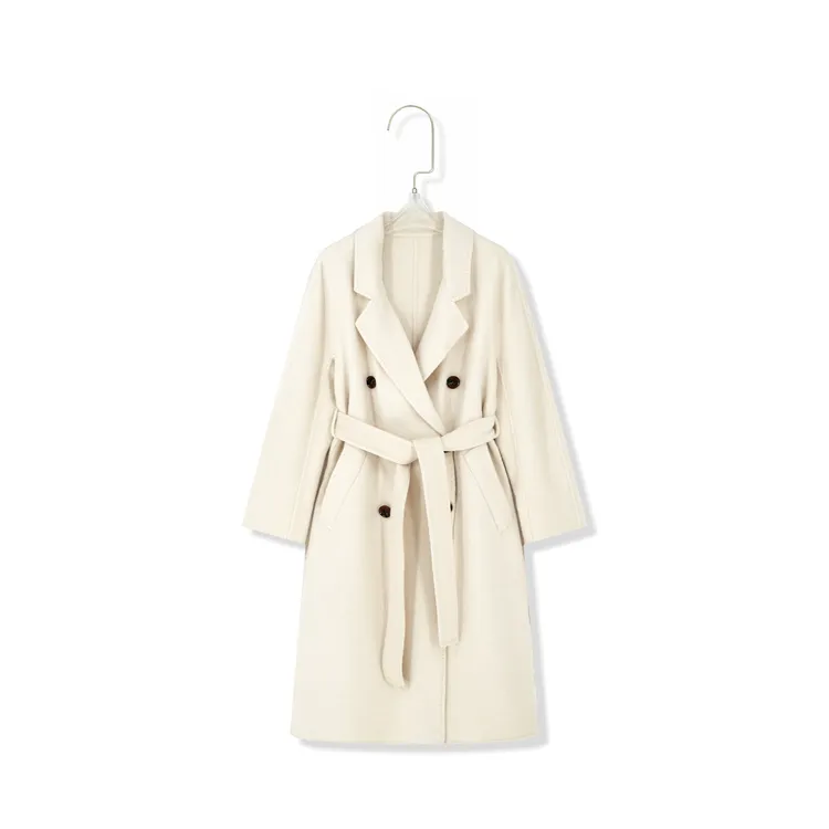 秋冬女长袖法式长款冬季毛呢外套驼色时尚双面呢毛呢1120-6