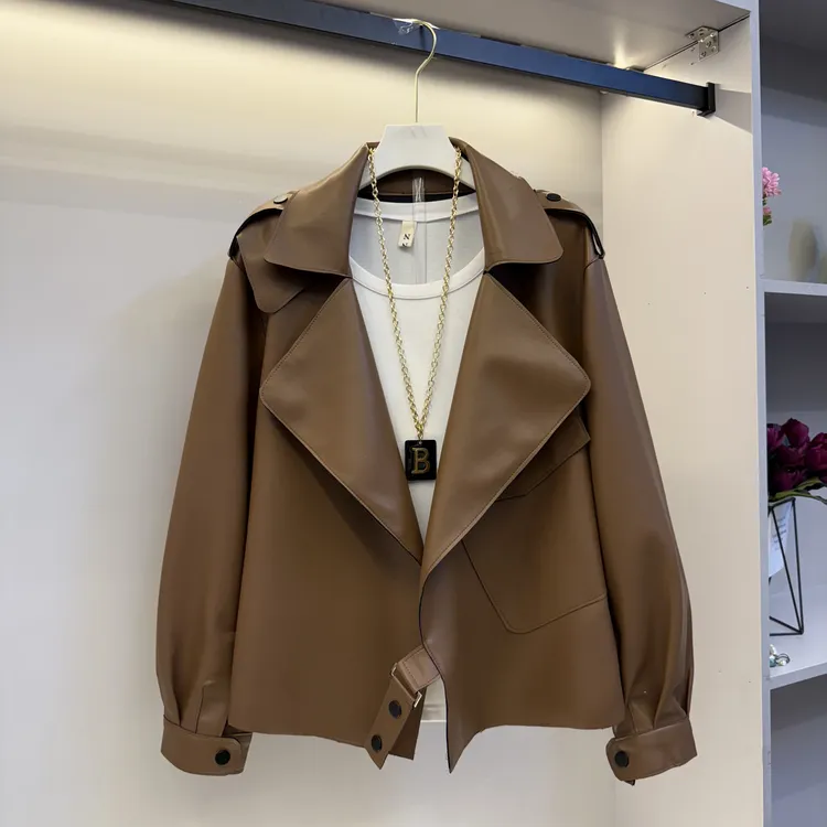 欧货大码2025高级感大翻领气质显瘦设计感春季新款外套(衣长60)