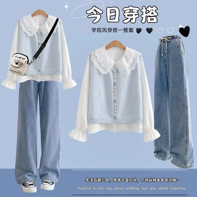 少女春装2025新款学院风爆款洋气套装初中高中学生时尚一整套穿搭