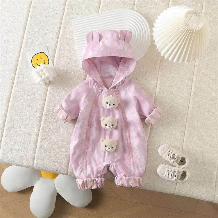 春秋季新生儿外出服婴儿衣服宝宝可爱连体衣冲锋衣外出哈衣爬服