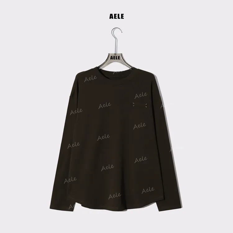AELE时尚休闲圆领长袖百搭简约宽松上衣T恤 T855 3729 AD