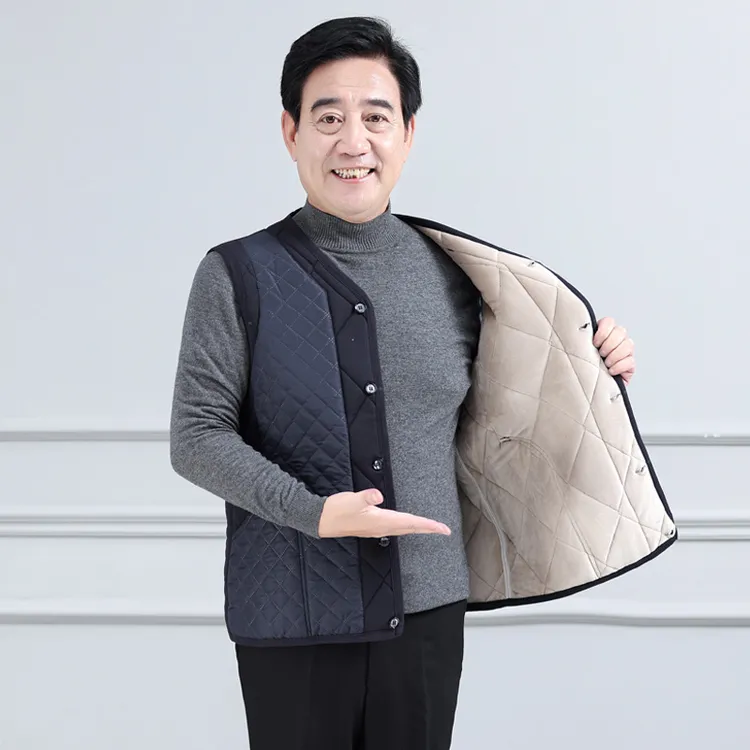 老人马甲男冬季保暖加绒加厚大码宽松爸爸休闲秋冬中老年坎肩马夹