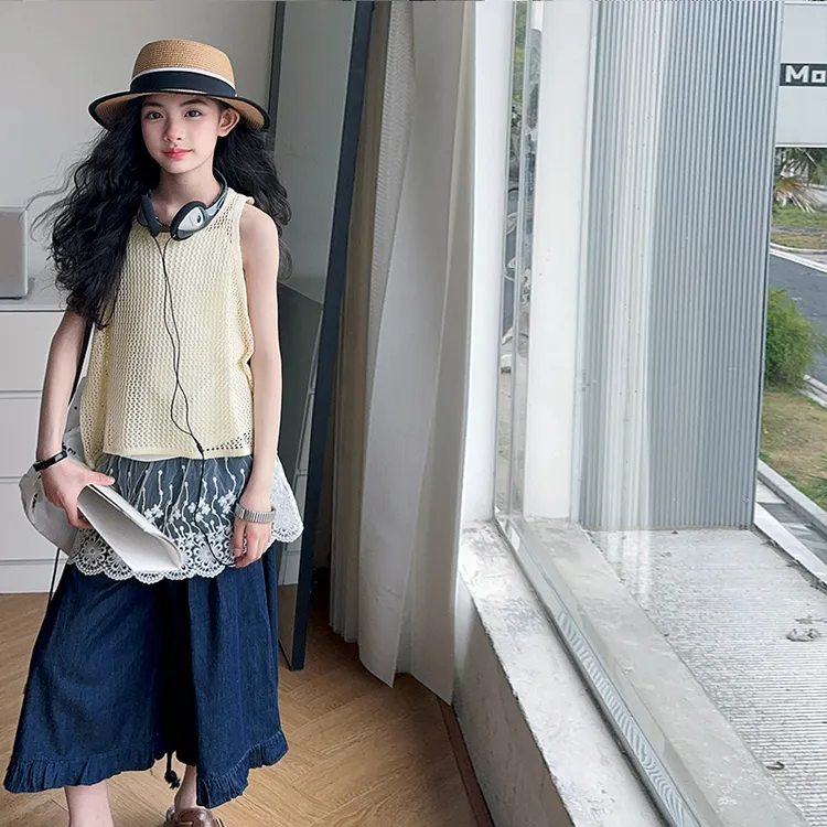 中大童8-15岁女童套装夏装洋气时尚儿童阔腿裤两件套夏季宽松韩版