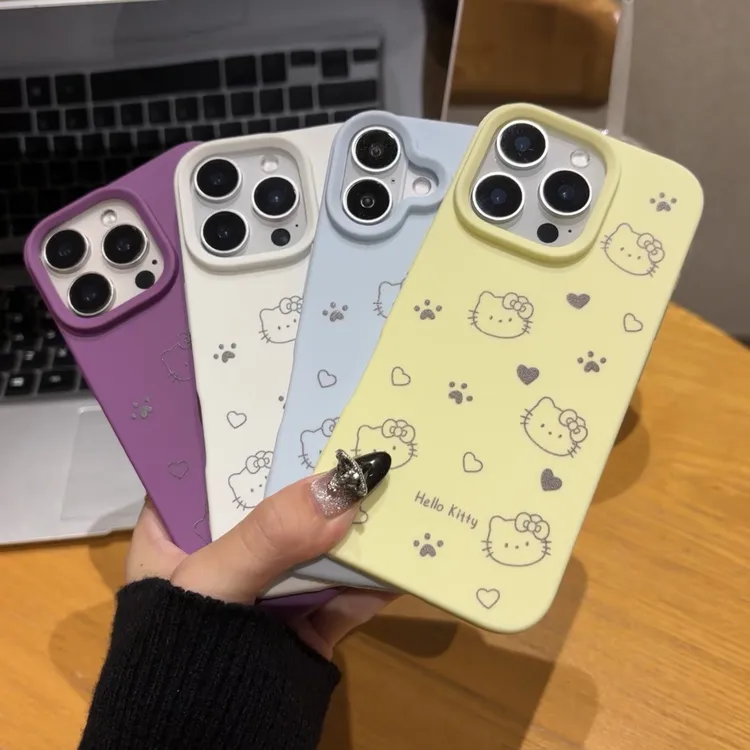 kitty适用肤感液态大孔iphone16苹果手机壳14高级硅胶13防摔纯色
