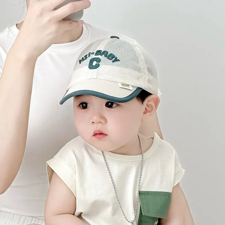 宝宝帽子夏季薄款男女童遮阳棒球帽防晒鸭舌帽婴儿全网透气太阳帽