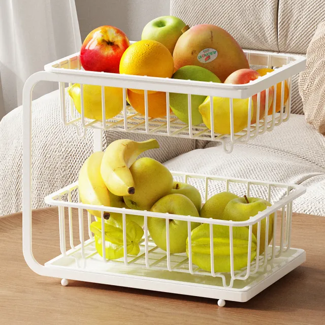 家用水果盘收纳筐果蔬沥水篮子客厅茶几双层置物架2024新款台面式