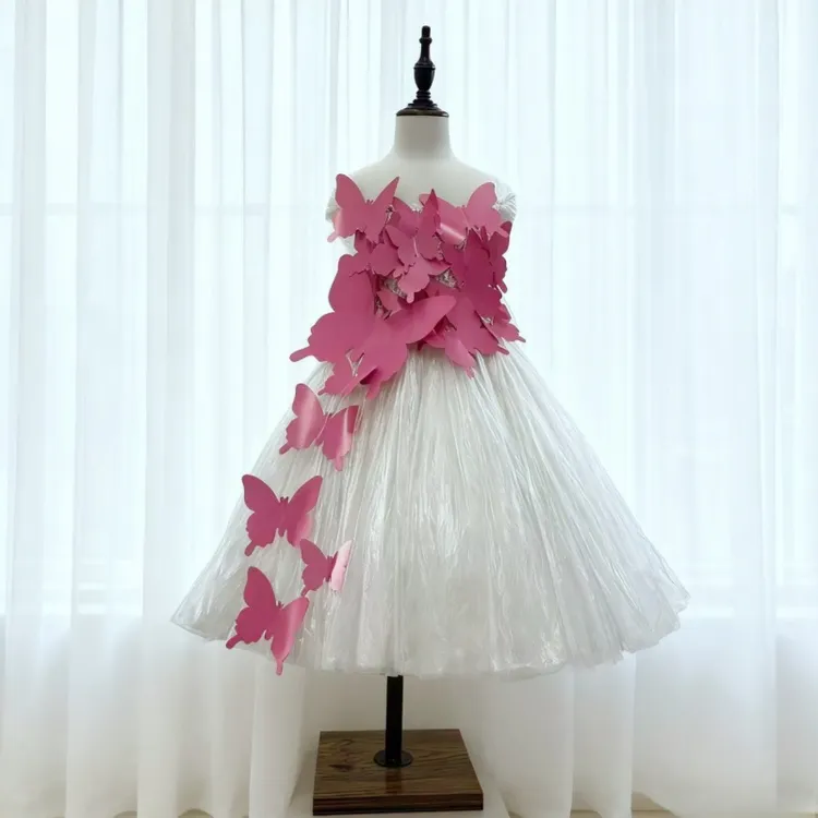 儿童环保时装秀服装手工蝴蝶环保衣服幼儿园diy创意亲子走秀服装