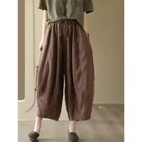 【清货+运费险】棉麻休闲阔腿灯笼九分裤女宽松纯色时尚显瘦TZ2366