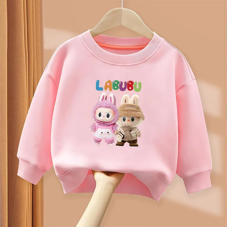 新款卡通卫衣拉布布男女童春秋2025新款labubu女孩儿童衣服百搭