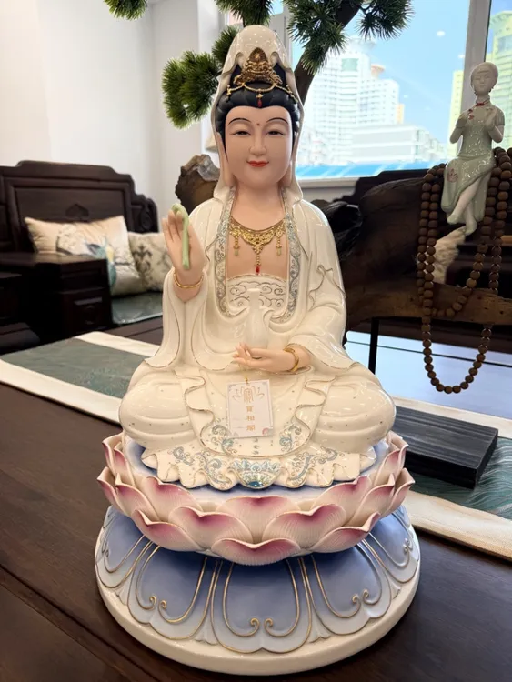 坐莲观音菩萨佛像观世音家用客厅供奉开业礼品摆件