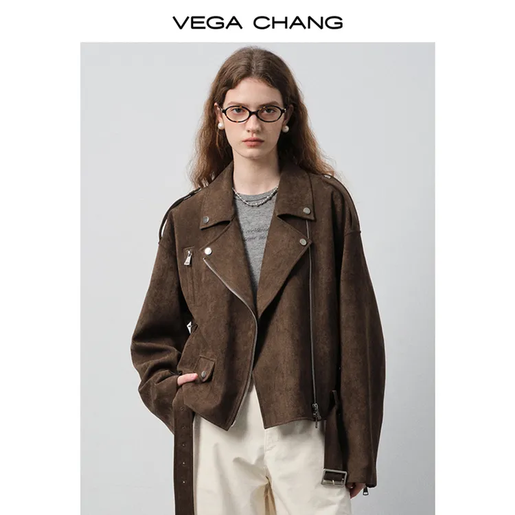 VEGACHANG【街头拽酷】短外套女2025新款秋季机车风夹克外套0468SQ