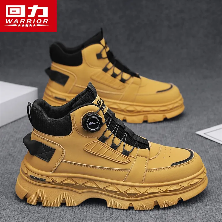 回力男鞋马丁靴高帮冬季复古户外登山防滑工作劳保增高工装大黄靴