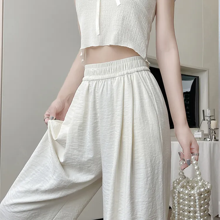 白色加长奶芙山本裤女2025新款夏季宽松休闲肌理高个子慵懒阔腿裤