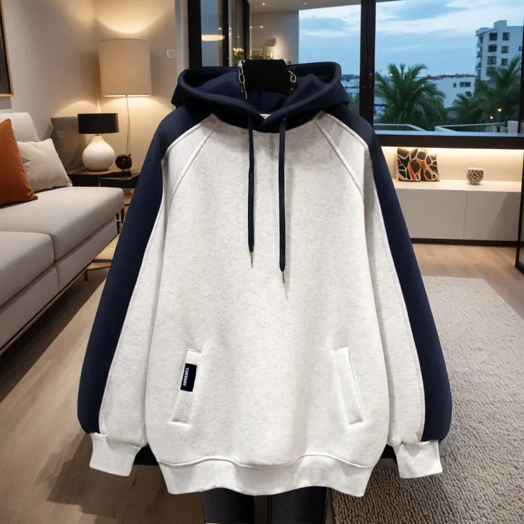 韩版连帽卫衣女加绒2025新款秋冬薄款宽松中长款oversize外套显瘦