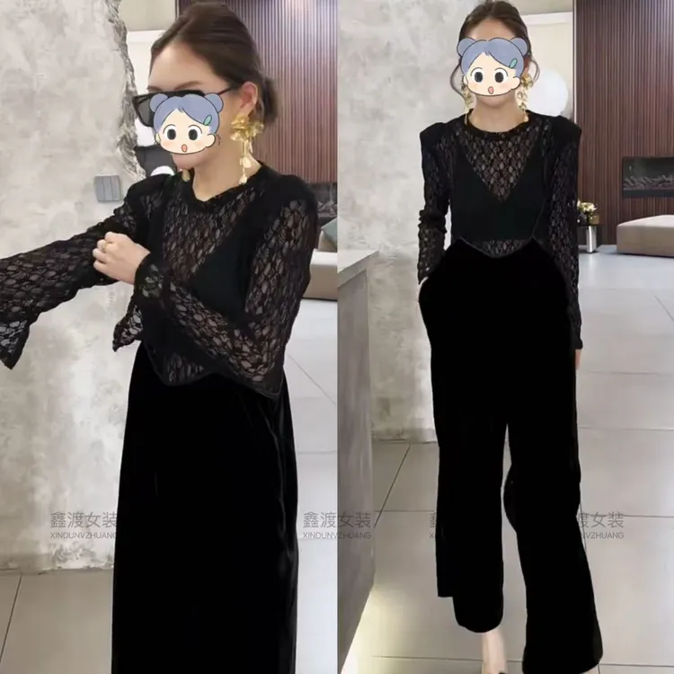 2025夏季新款时尚显瘦气质女士网红洋气两件套百搭款D5731