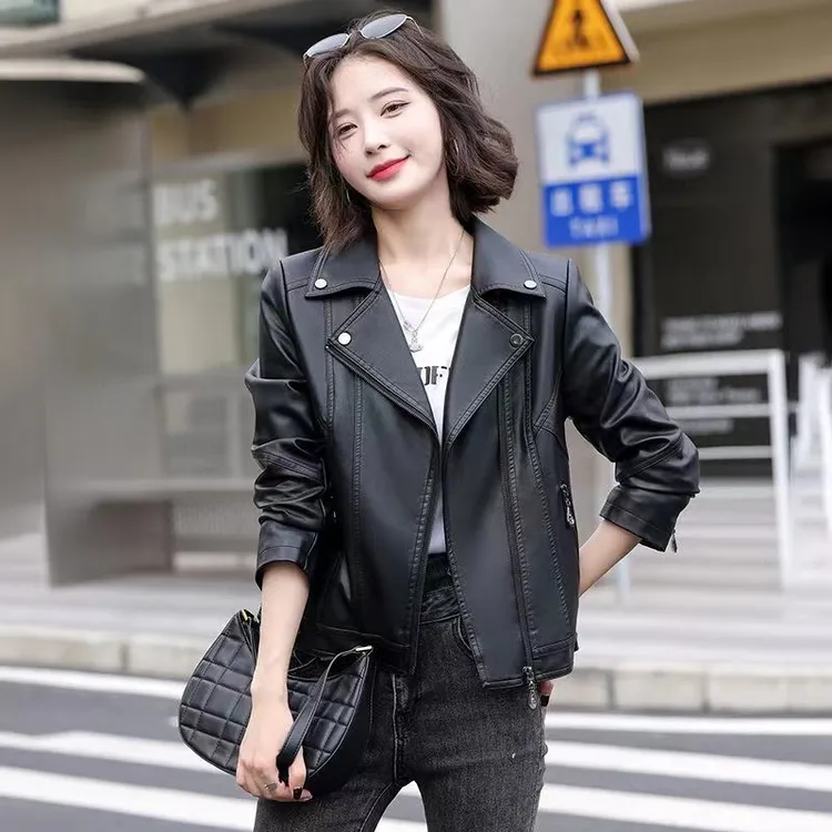 2025新款炸街高级感女装显瘦皮衣外套洋气女士短款机车皮夹克7730