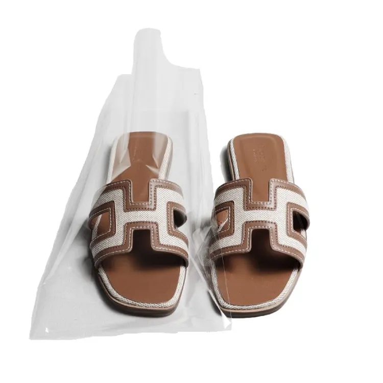【澳门专柜正品】真皮版~H型平底外穿一字凉拖鞋女2025夏新款旅游度