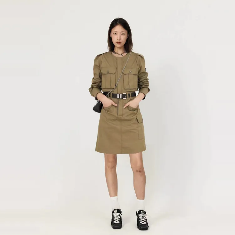 REVAN芮范多口袋设计工装风连衣裙RM71101382