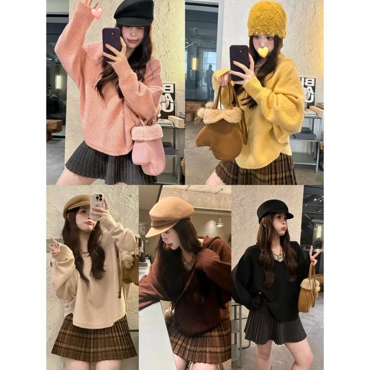 晶咕【暖日序章】海军领宽松针织长袖毛衣